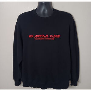 New American Leaders Mens Large Sweatshirt Crewneck Black Cotton Citizen USA EUC